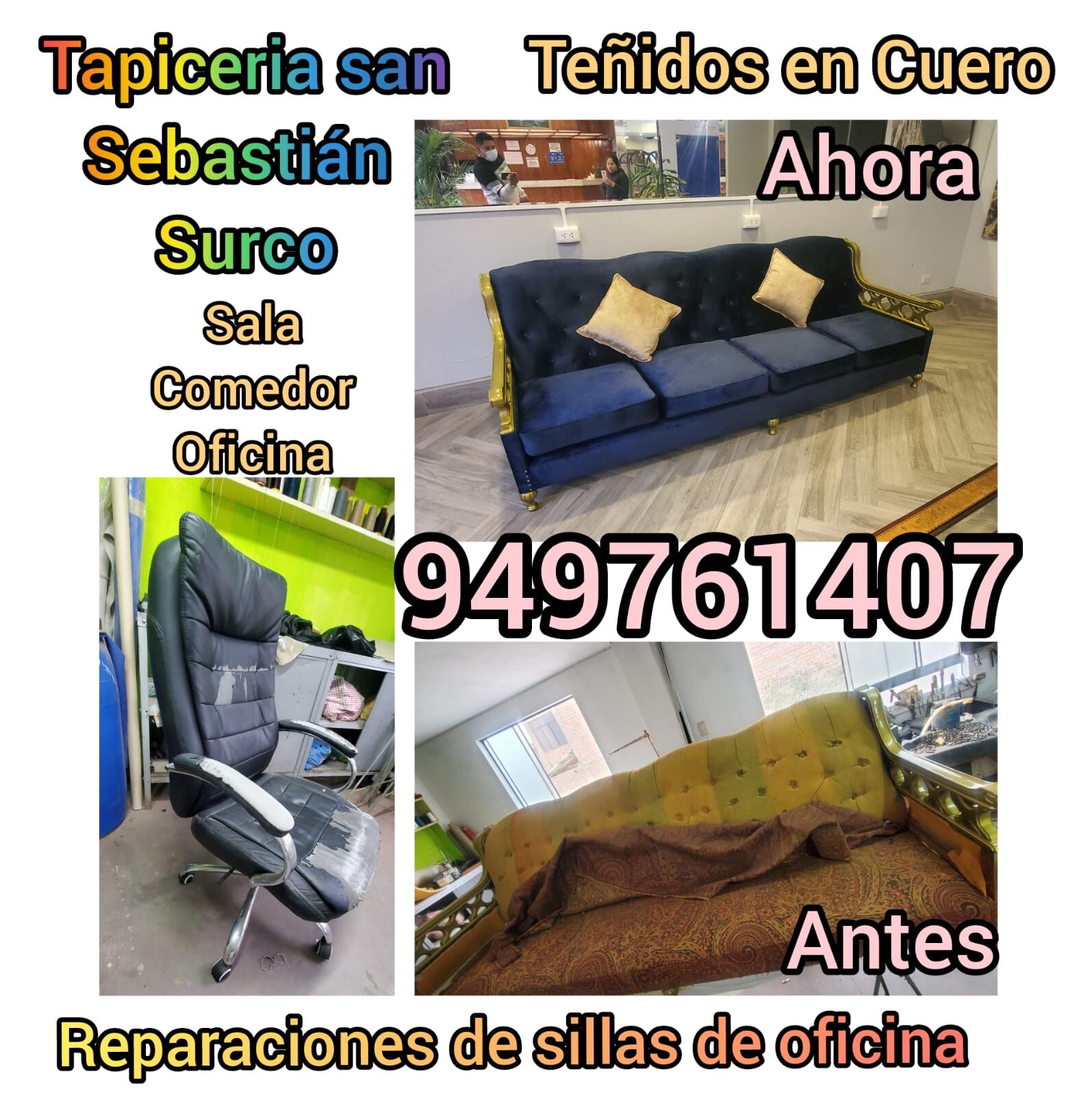 Tapicería Especializada En Muebles De Sala, Comedor Y Oficina. Expertos En Cuero, Telas Y Acabados Duraderos En Cuerina